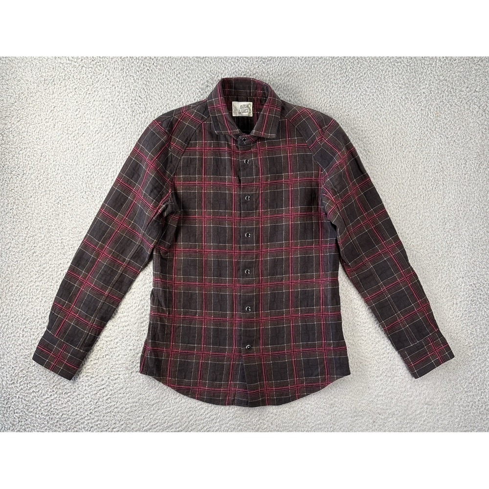 Nine Lives Pearl Snap Shirt Mens Medium Workwear Windowpane/Tartan Made in Japan